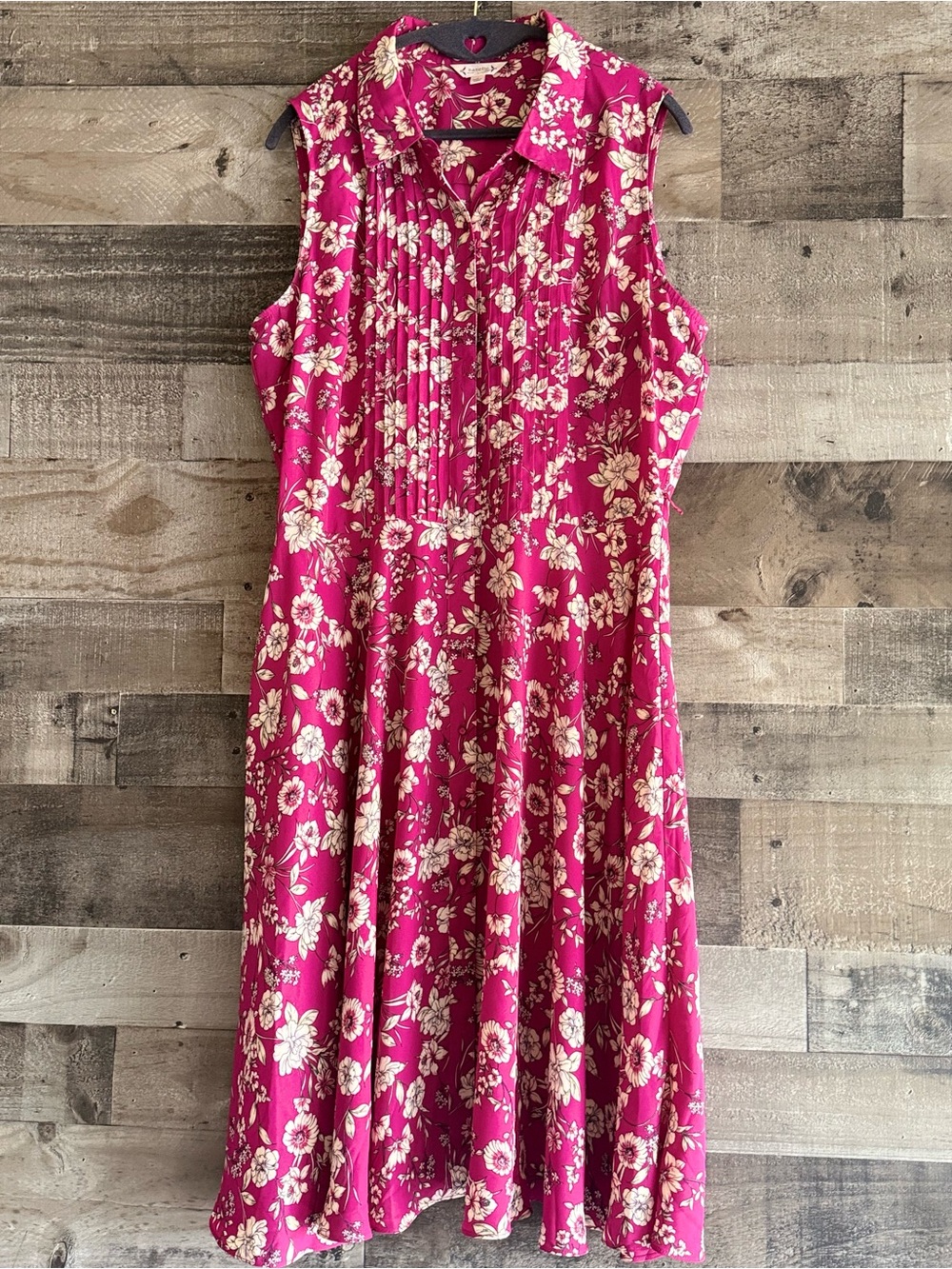 Nanette Lepore Sleeveless Floral Midi Dress in Magenta and Cream - Picture 2 of 10